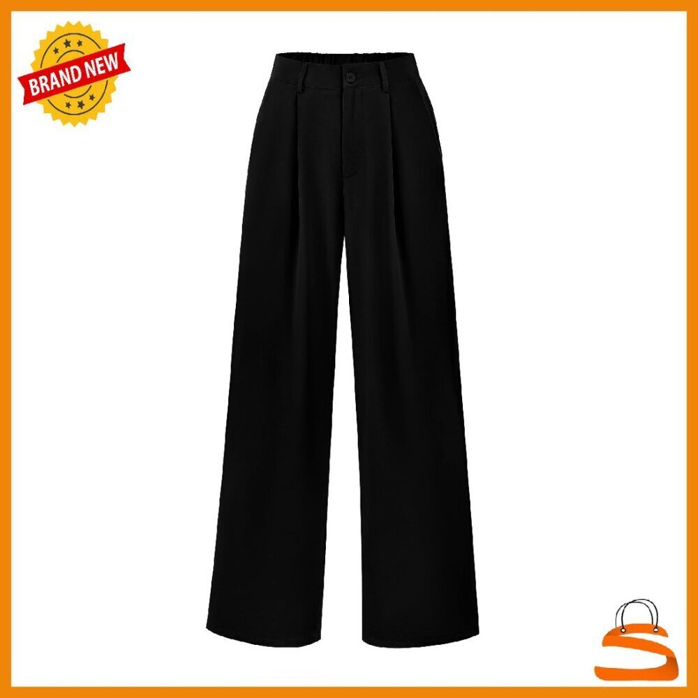High Waisted Wide Leg Work Pants Business Casual Lightweight Fabric